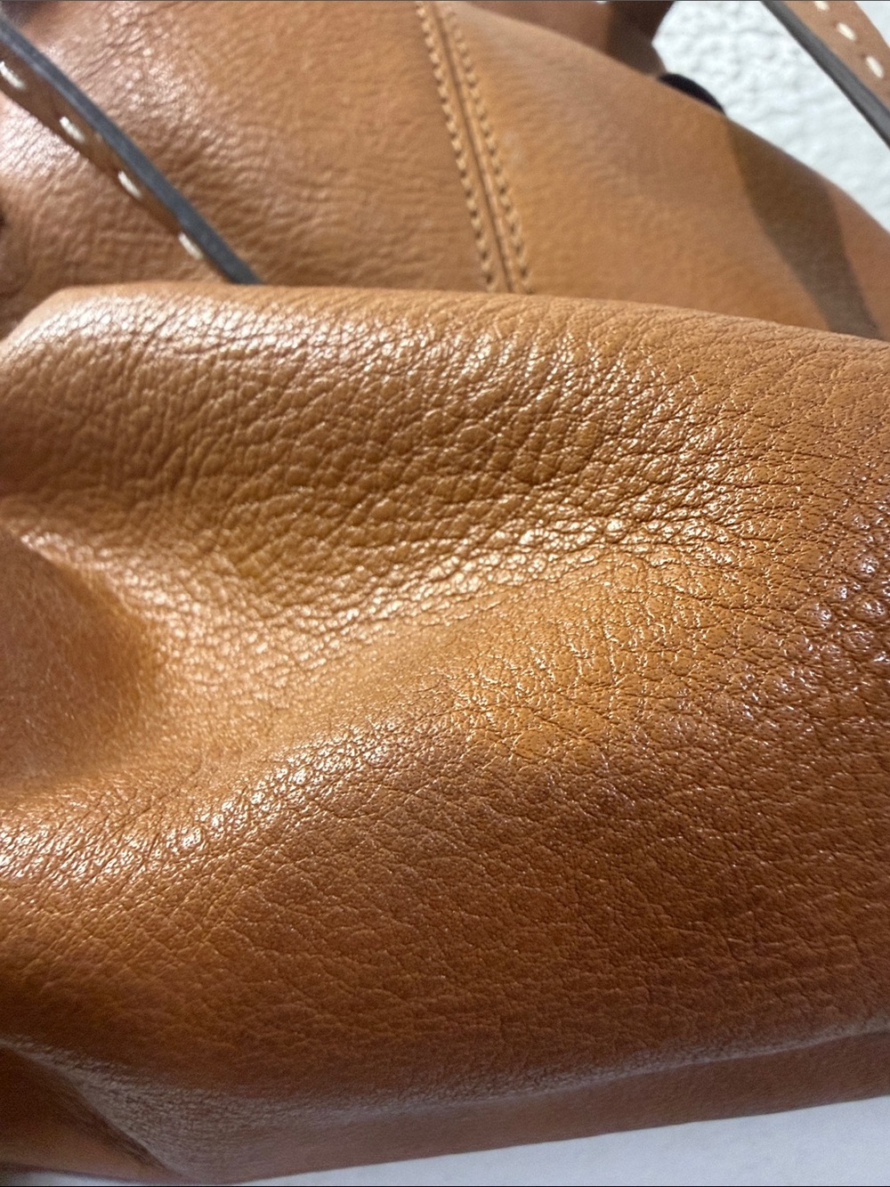 Tan Leather Shoulder Tote Bag - Classic Everyday Carry - Picture 6 of 6